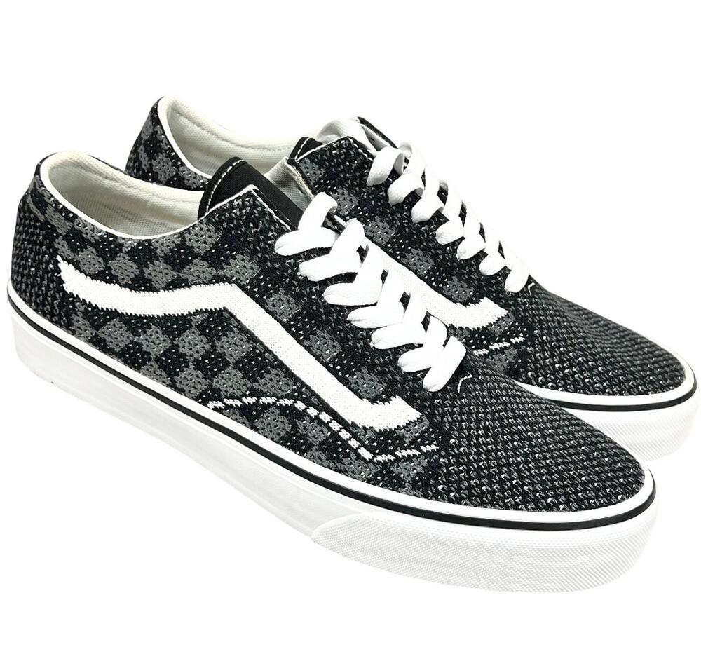 Vans Old Skool 36 EK Knitted Upper Trainers Black Grey Checkerboard M9 W10.5